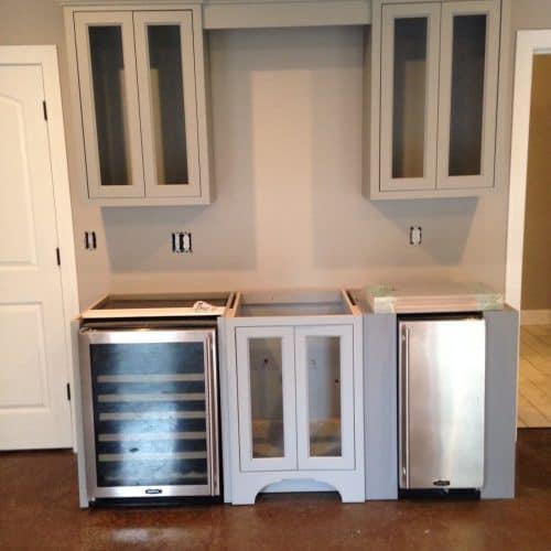 During basement remodel with new kitchenette being installed